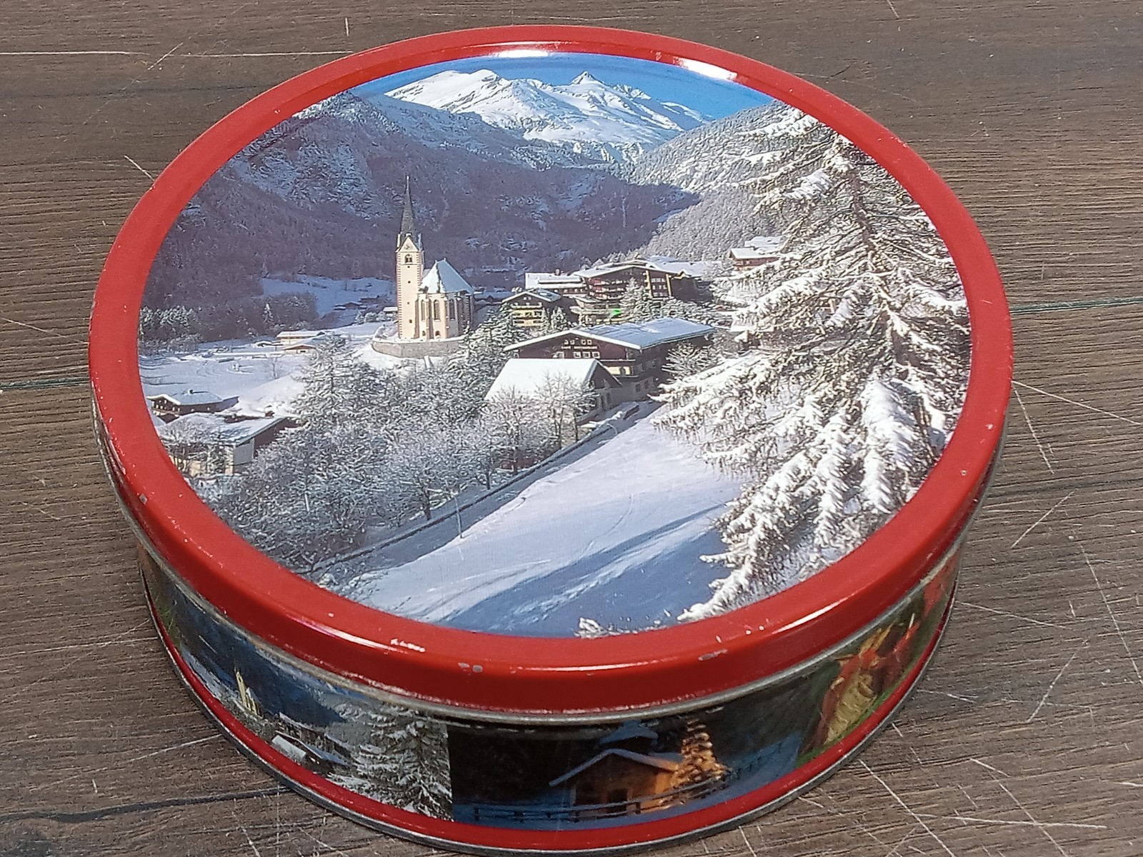 Holiday | Decor Tin Winter Scene Of Mountains and Village
