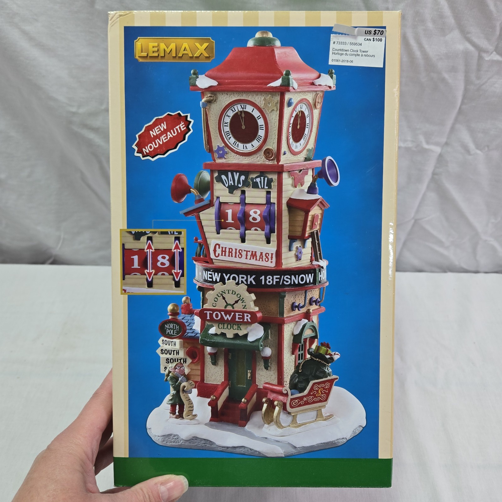 Lemax 2017 Holiday Village Countdown Clock Tower Christmas #73333 W/ Box