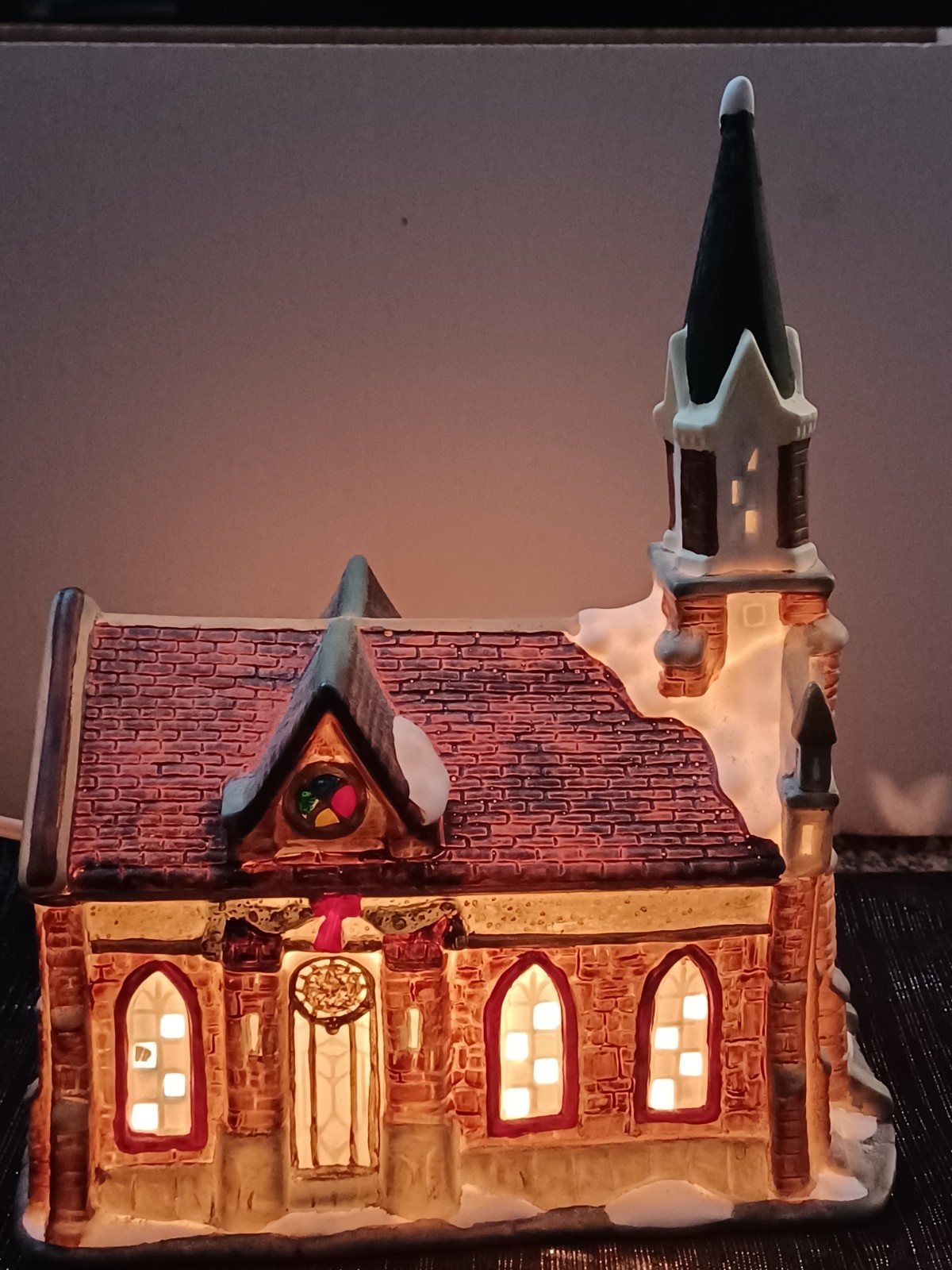 Vintage Porcelain Lighted Hand Painted Christmas Village Church