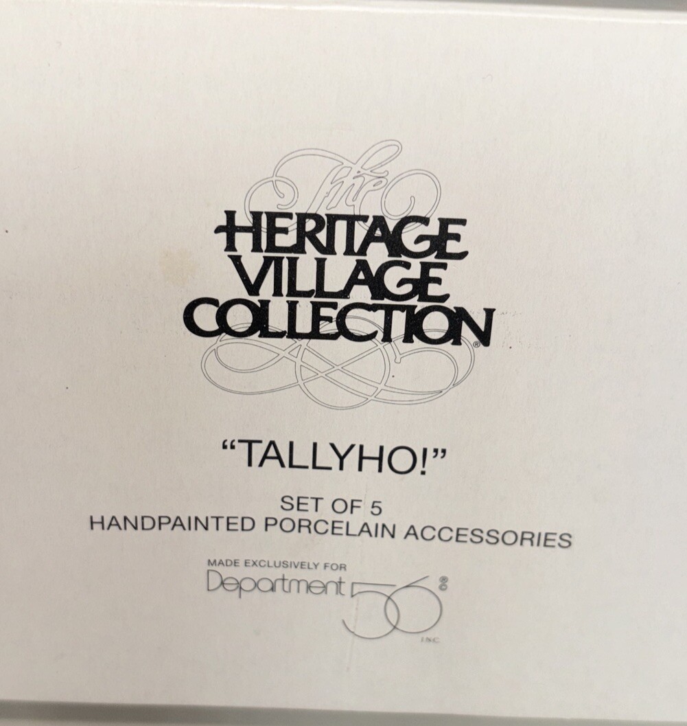 DEPARTMENT 56 TALLYHO! Heritage Village Christmas Horses Dogs Accessory