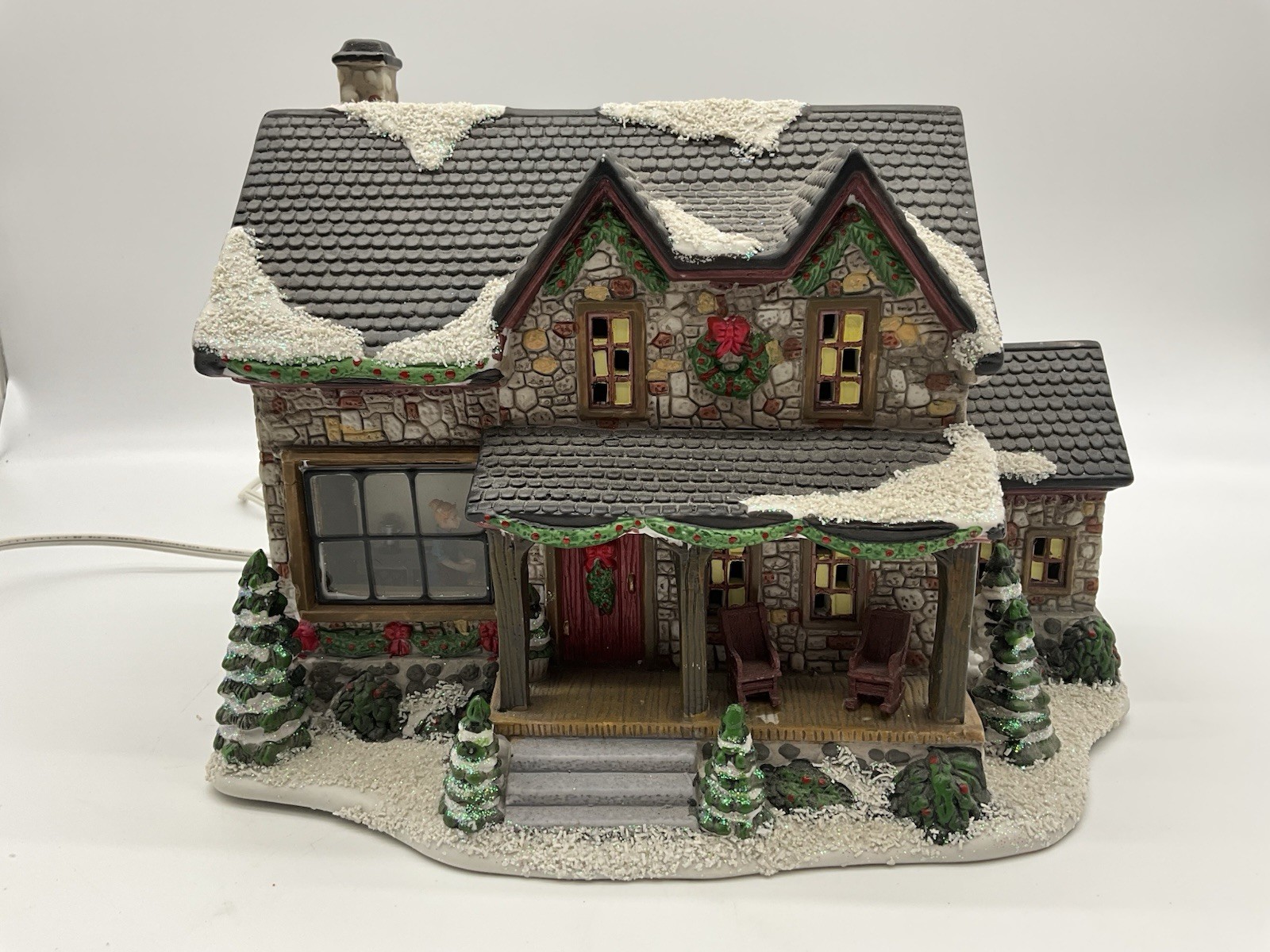 St.Nicholas Square Village “Stone Cabin” Illuminated Christmas House