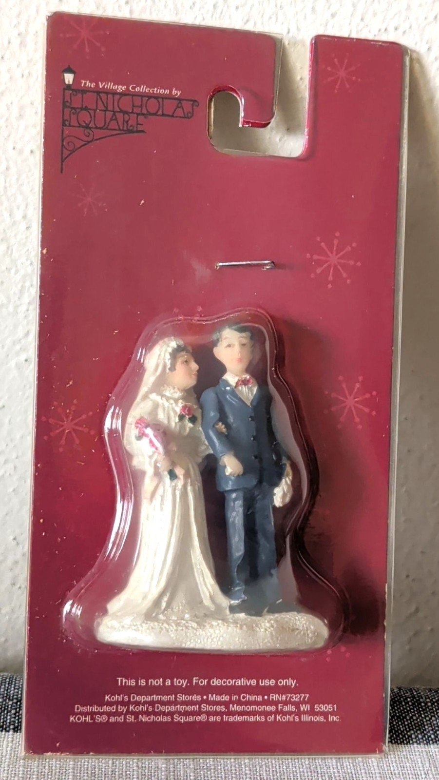 Vintage St. Nicholas Square Bride Groom Christmas Village Wedding New old stock