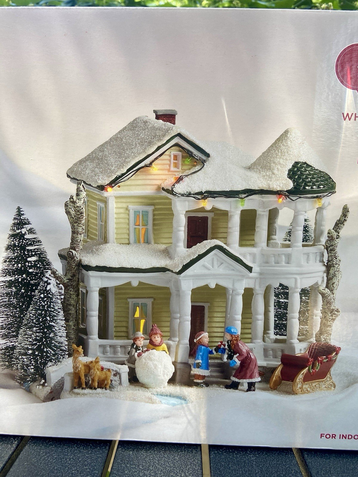St Nicholas Square Village – White Christmas House LED Lighted – New in Box