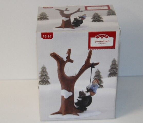 Holiday Time Swinging Christmas Village House Accessory Figurine Tire Swing