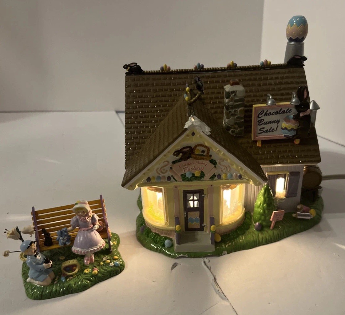 Department 56 Chocolate Bunny Factory Easter Original Snow Village Retired-Read