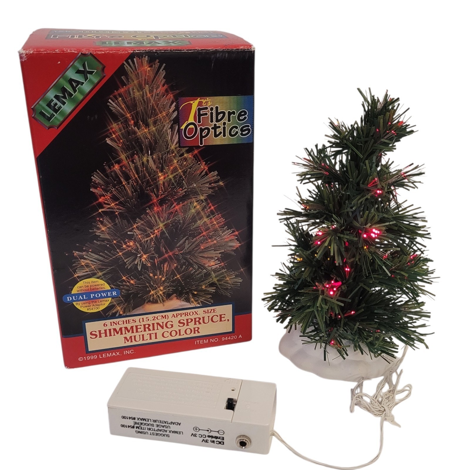 Lemax 6″ Shimmering Spruce, Multi Color Fiber Optic Tree Snow Village Accessory
