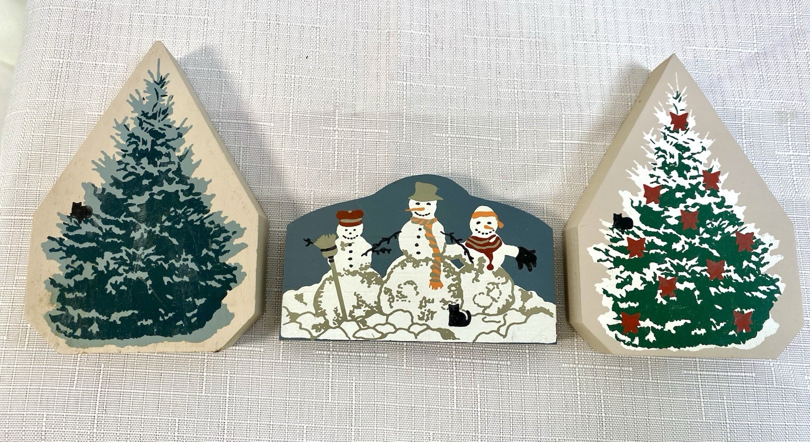Cats Meow 90s Collectibles 3 Pcs Winter Christmas Trees Snowmen Trio Accessories