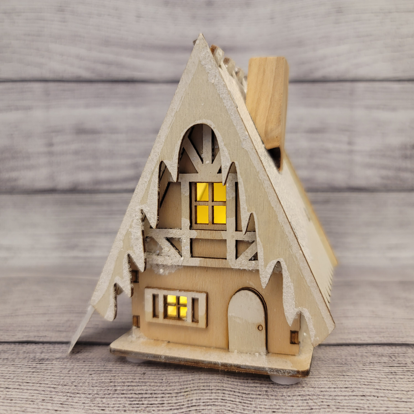 Laser Cut Wood Cottage House Chalet Winter Glitter and Light (#1)