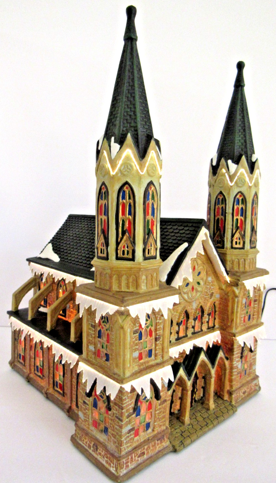BRADFORD “FIBER OPTIC: CHURCH” ~ (12″ TALL) ~ ** INCLUDES ADAPTER ** RARE !!!!