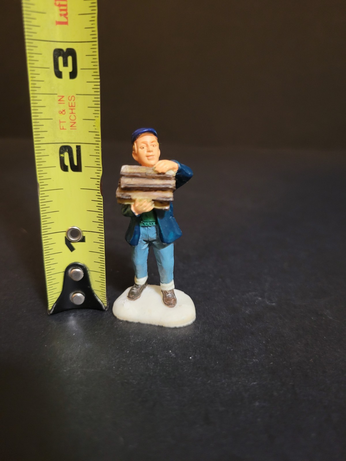 Lemax Christmas Village Town Boy Carrying Firewood Campfire Stack Wood