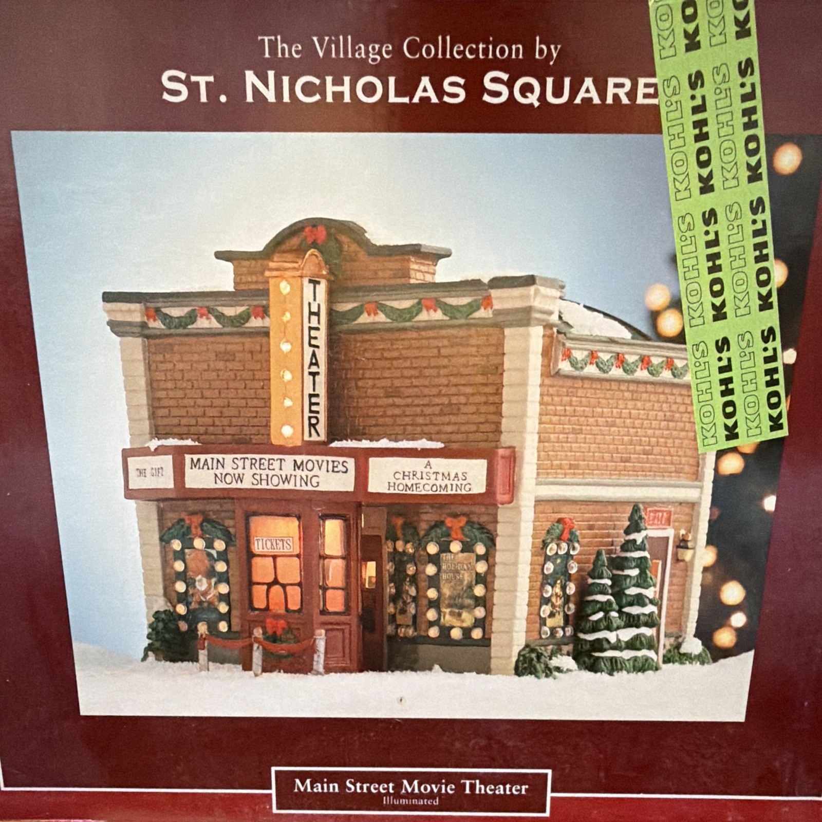 St. Nicholas Square Village Collection Movie Theater Illuminated Christmas Boxed
