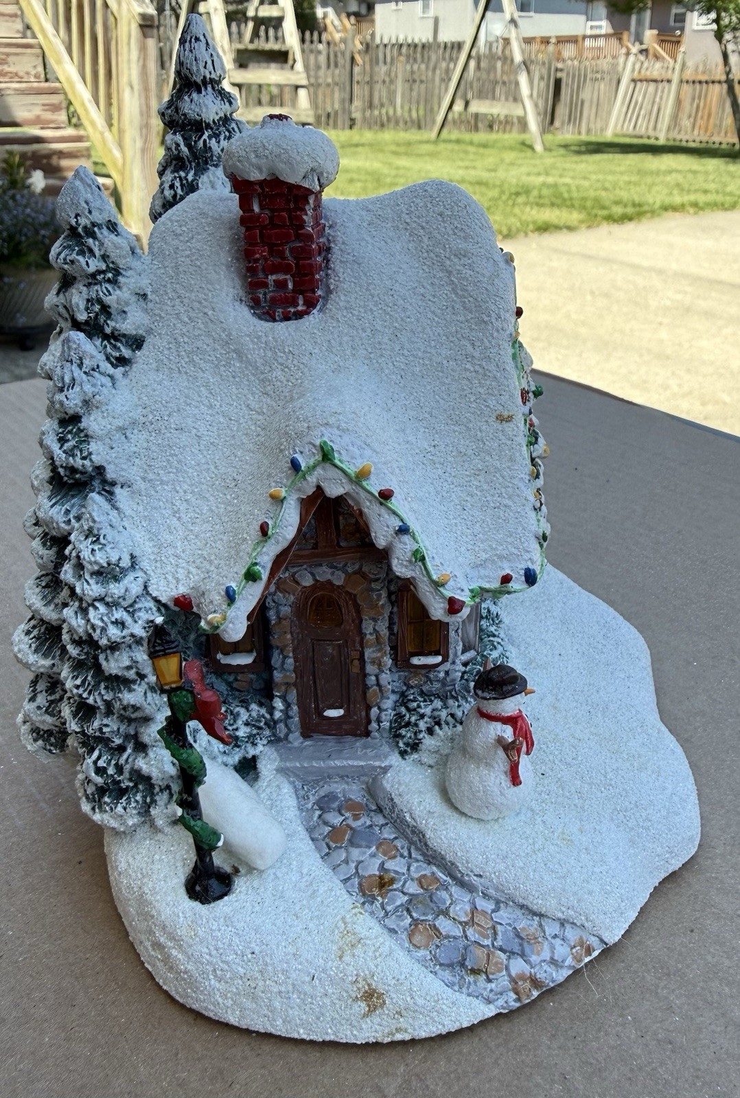 Thomas Kinkade Stillwater Cottage Christmas Village House Teleflora Light Up Vtg
