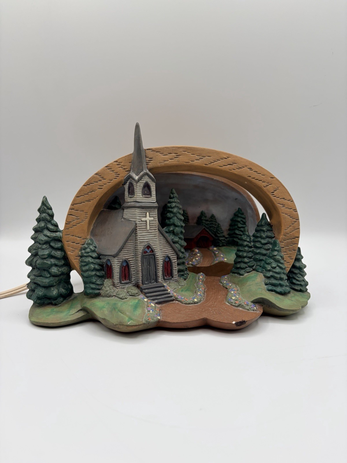 Gorgeous Ceramic Hershey Mold Ambient Glow Church Christmas Winter Scene Vintage