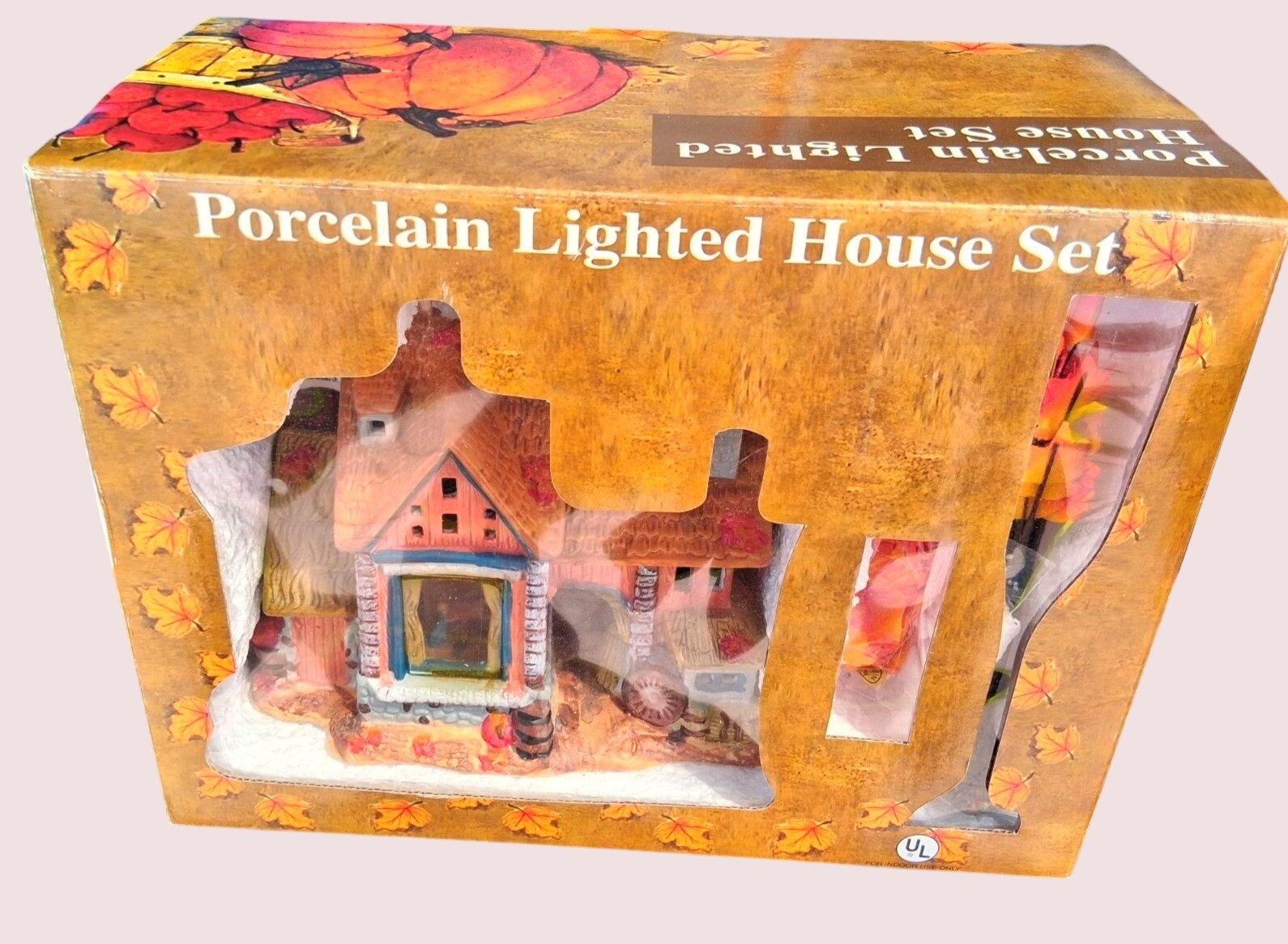 Porcelain Lighted House Set For Fall Décor In Original Box UL Listed Indoor Use
