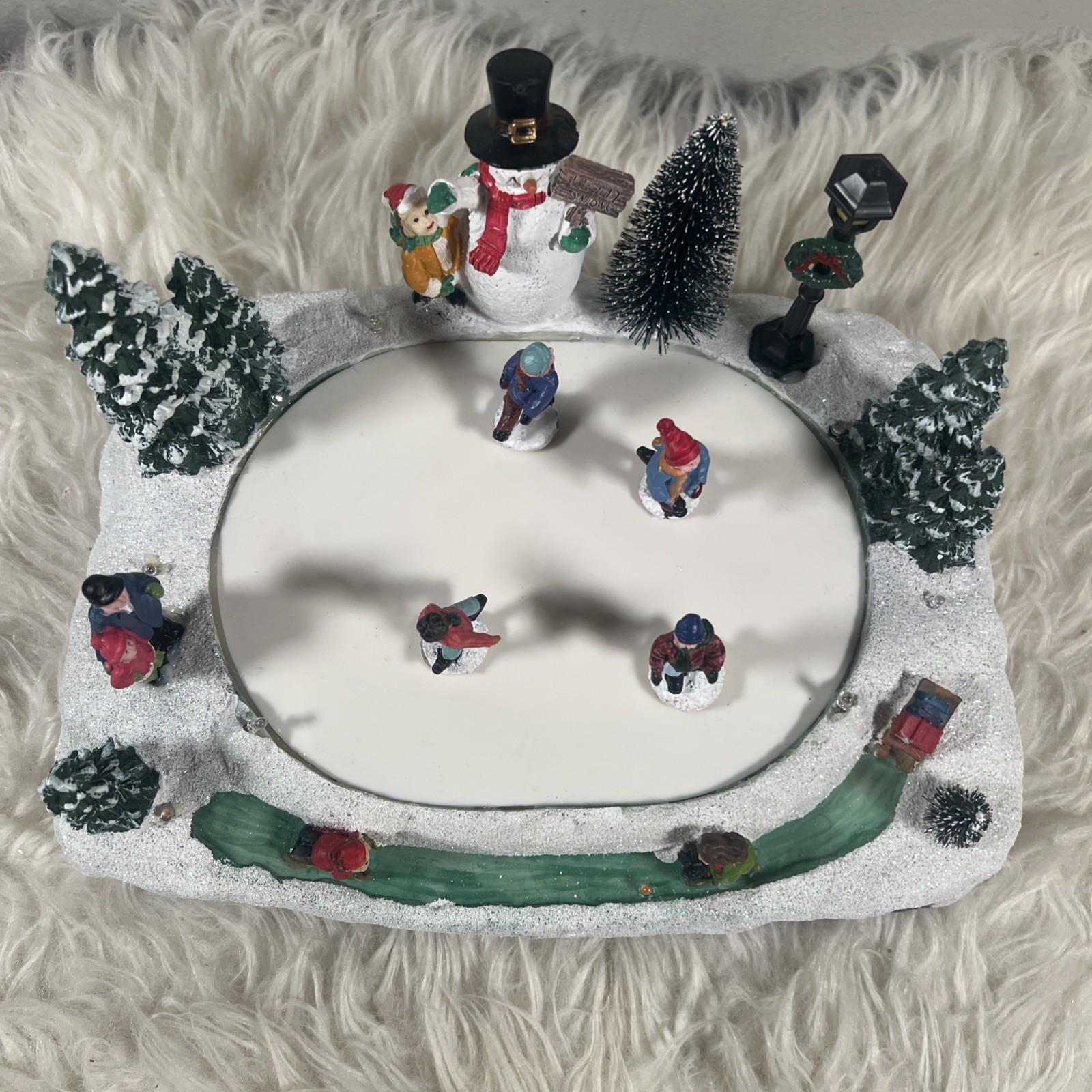 Christmas Village Skating Pond Animated Lighted Musical Snow Village Perfect