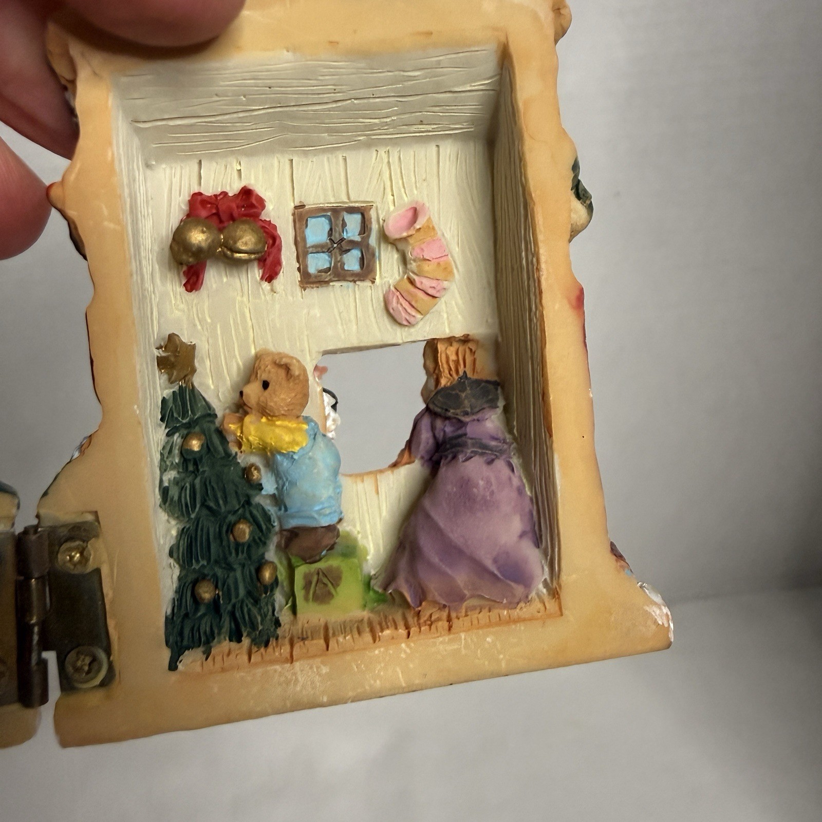 Christmas House Resin Opens Bear Santa Decorating Tree Hinged Opening 3D