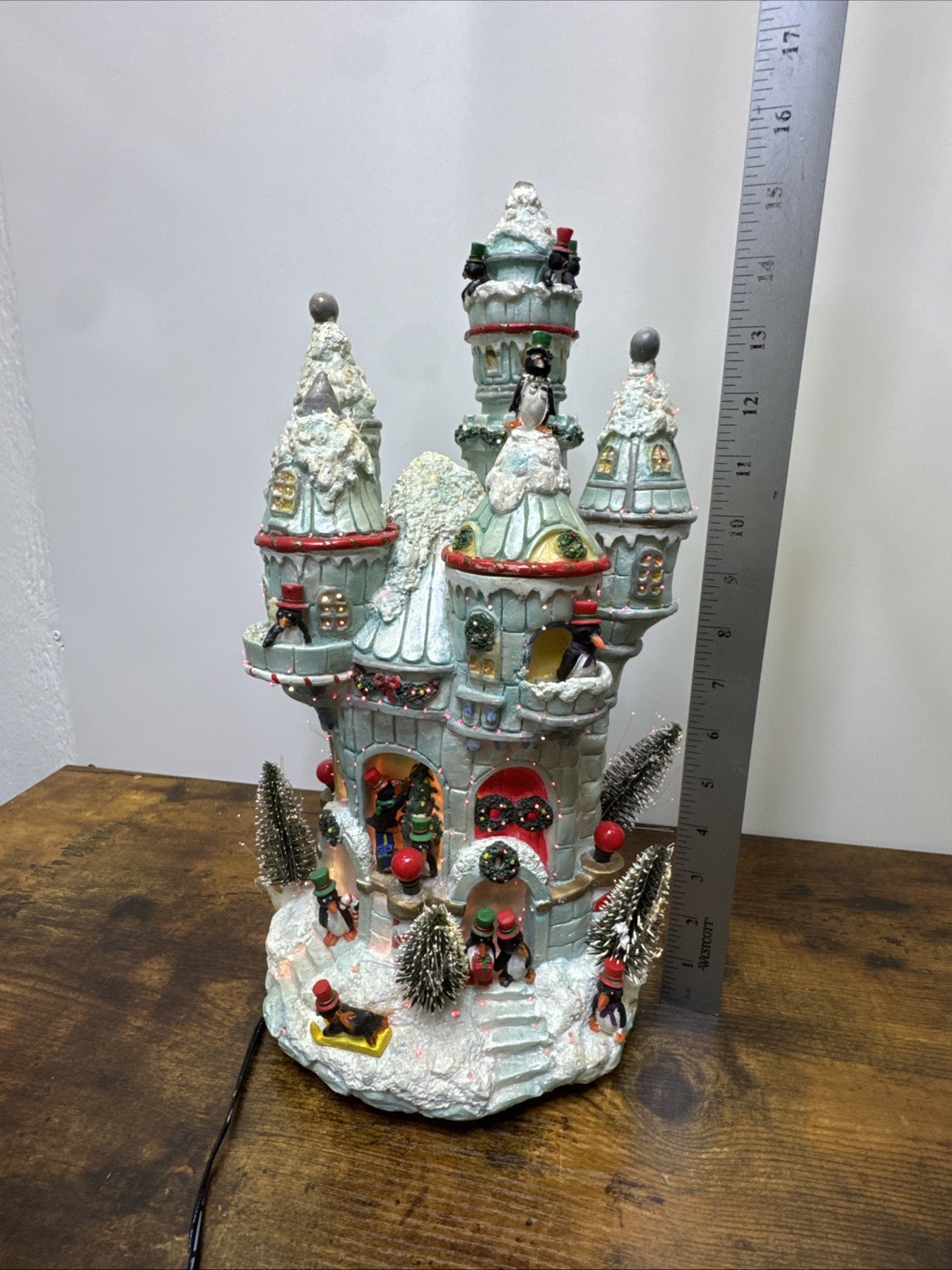 Puleo 16″ Winter Ice Castle Fiber Optic Color Changing Christmas Village READ