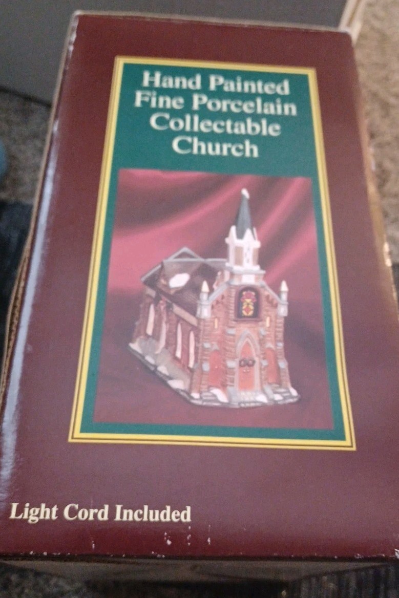 Vintage Porcelain Lighted Hand Painted Christmas Village Church