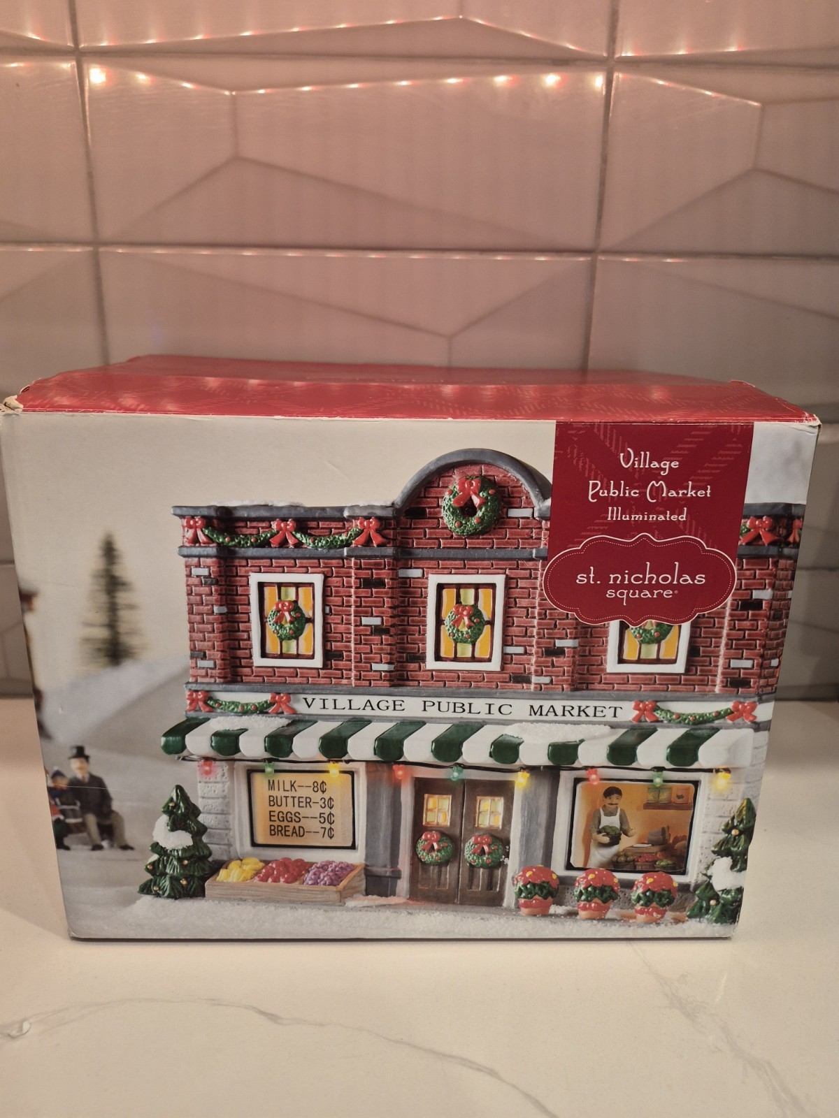St. Nicholas Square Village Illuminated ~ VILLAGE PUBLIC MARKET ~ in box