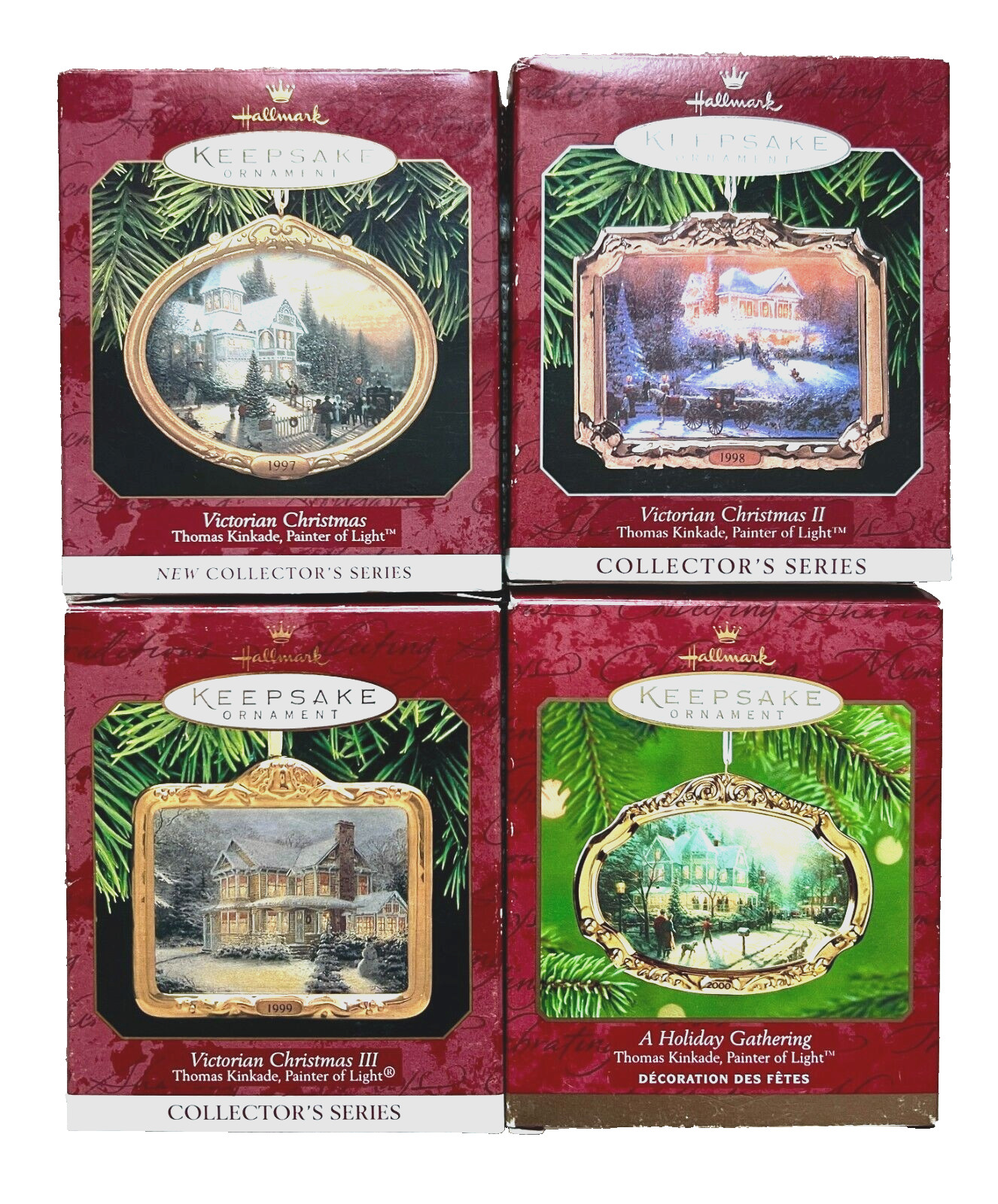 Lot of 4 Hallmark Keepsake THOMAS KINKADE Victorian Christmas Ornaments w Boxes