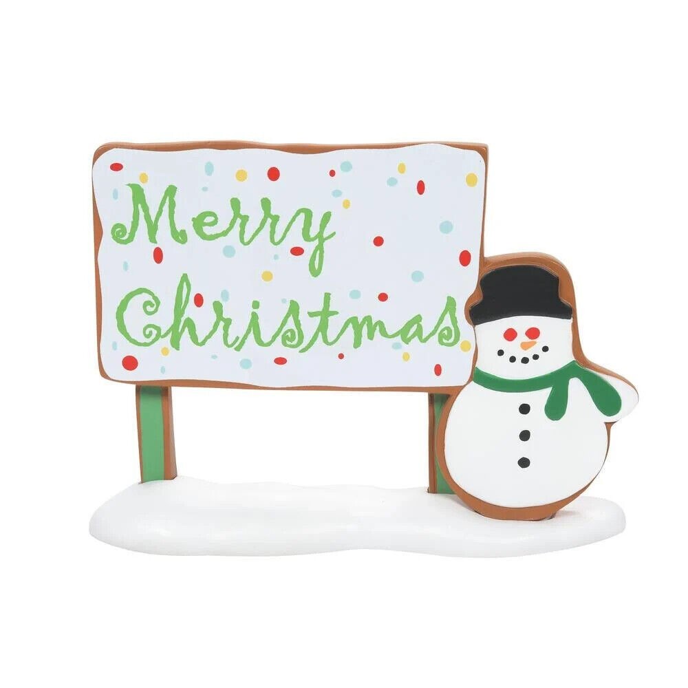 Dept 56 Village Accessories Gingerbread Christmas Billboard W Snowman 6009791