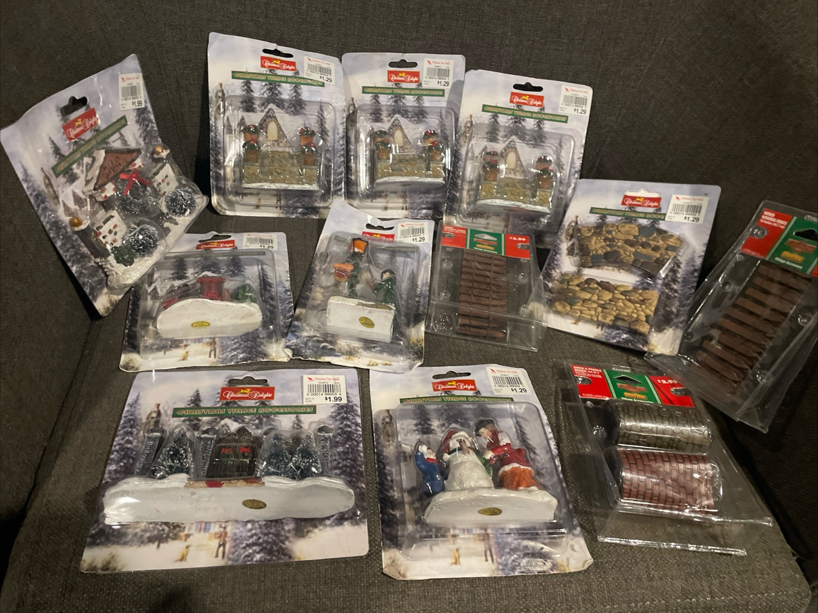 Christmas Delights Village Accessory Lot Of 12 Sets New – Stone Pathway, Gates