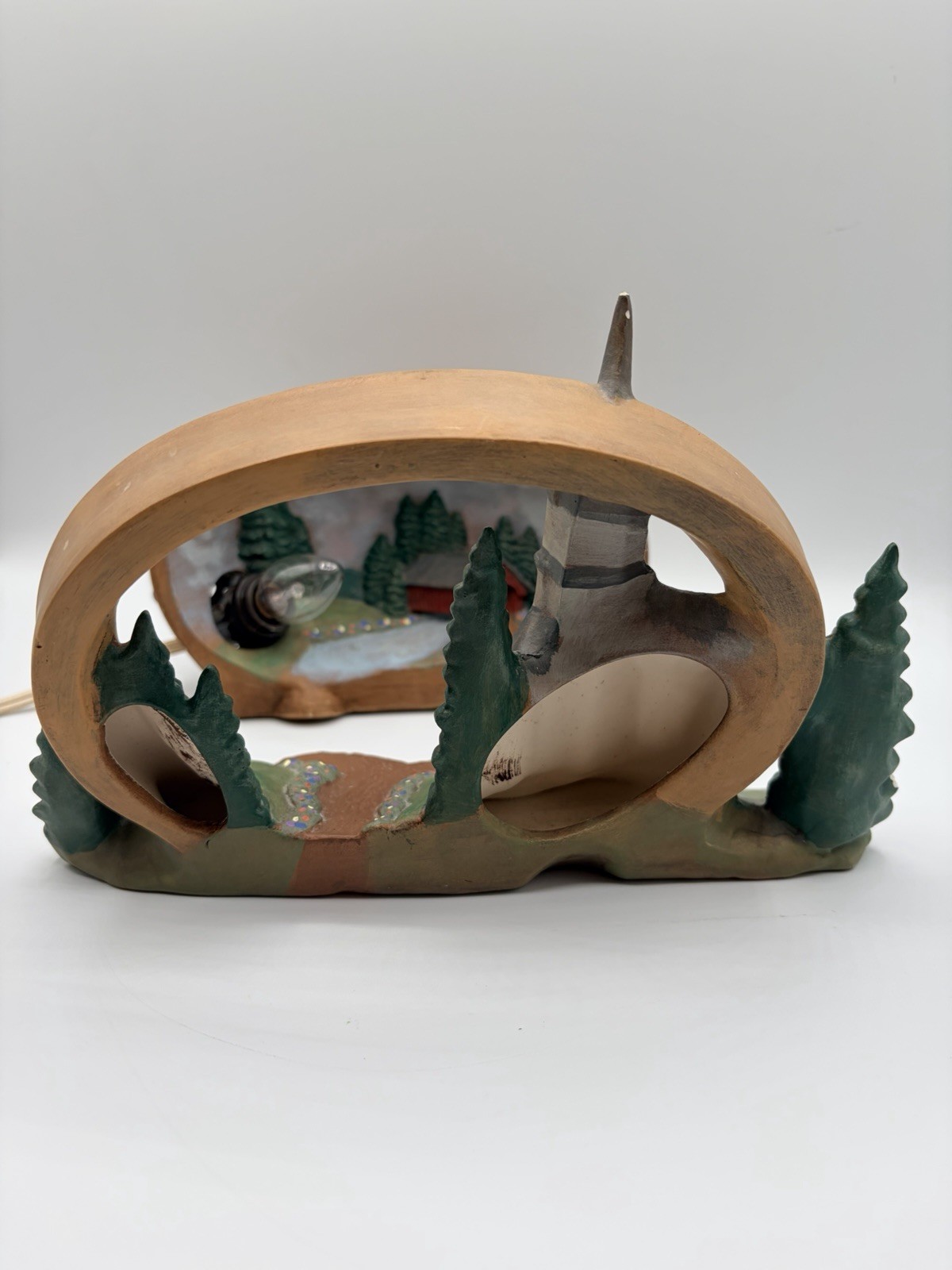Gorgeous Ceramic Hershey Mold Ambient Glow Church Christmas Winter Scene Vintage