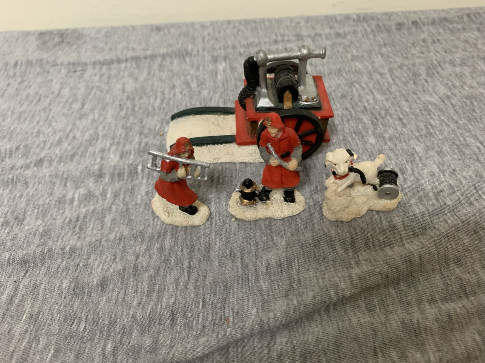 Vintage Christmas Village Miniature Firefighter Figurines Lot