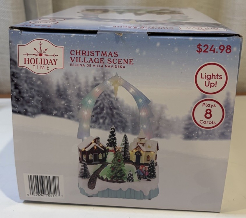 New 2023 Holiday Time CHRISTMAS VILLAGE SCENE Lights Up & Plays 8 Carols NIB