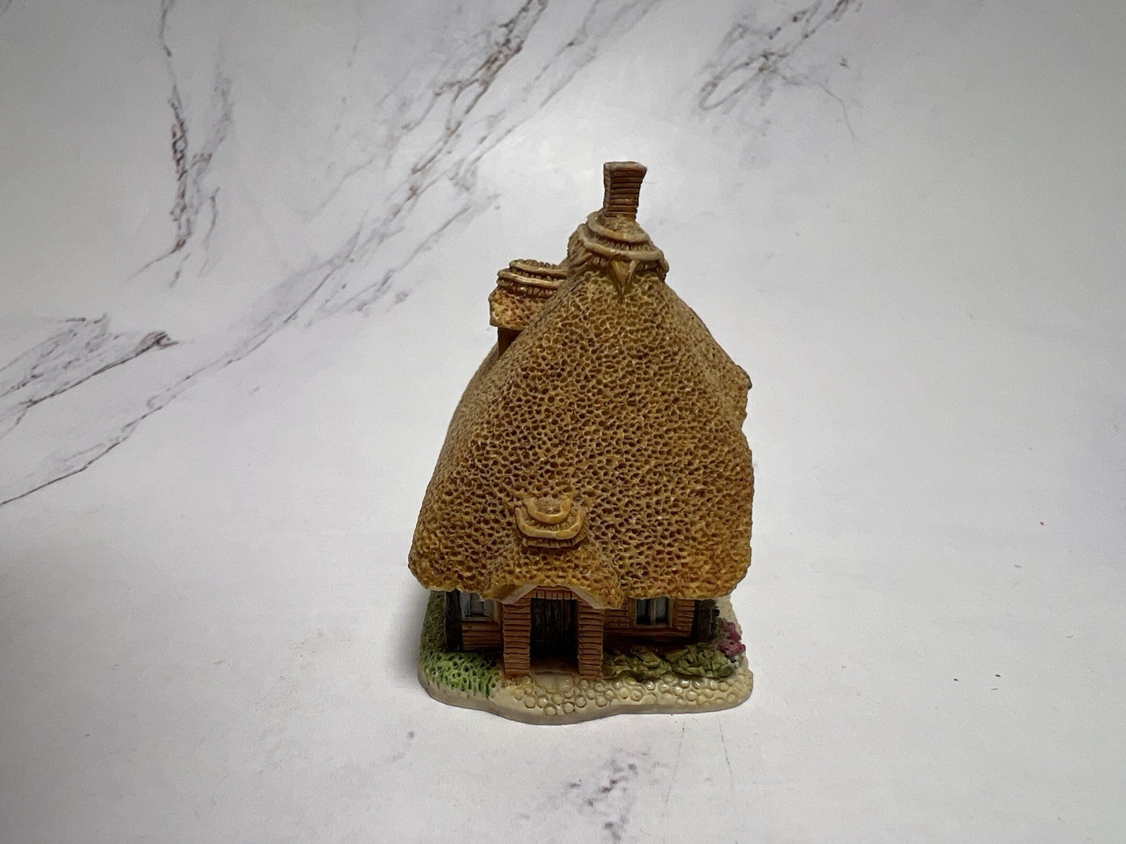 Vintage Storybook Cottage House Figurine Thatched Roof English Cottage Miniature