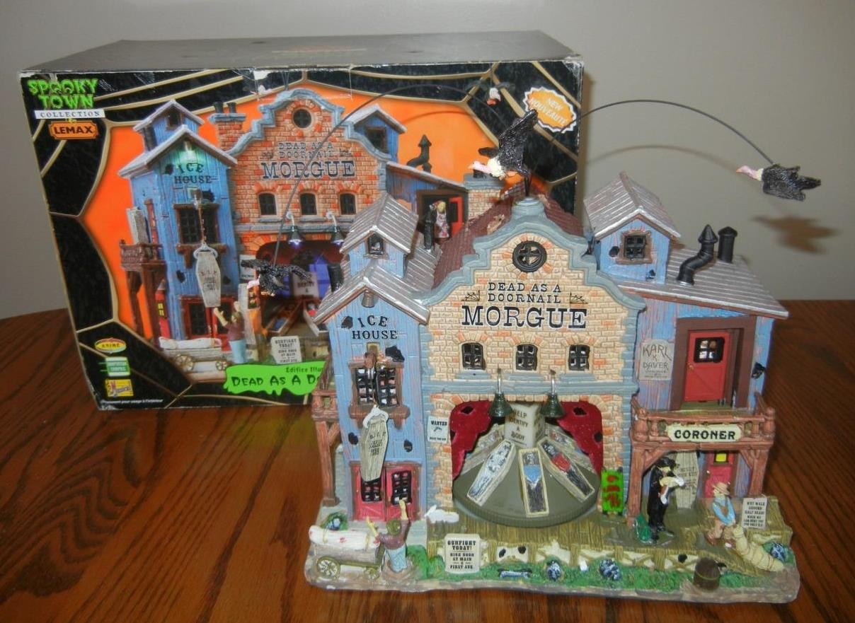 Lemax Spooky Town Dead As A Doornail Morgue Lighted Animated Musical 2008 Retire