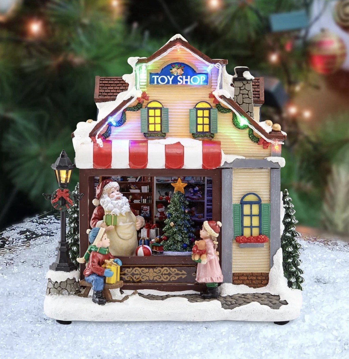 Moments in Time Christmas Village Toy Shop Lights Music Animated *VIDEO*