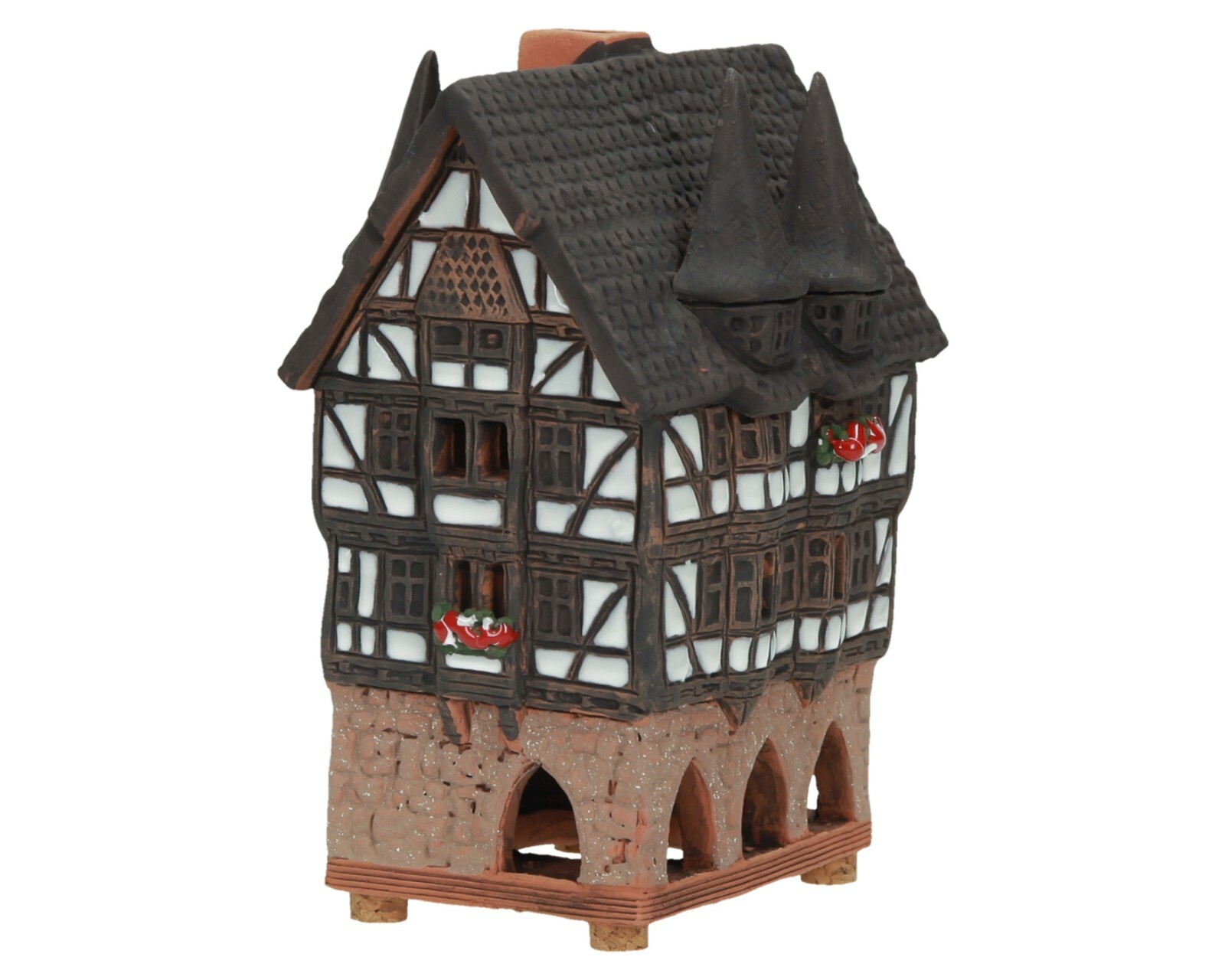 Ceramic Miniature House Cone Incense Holder Town Hall in Alsfeld 11 cm © Midene