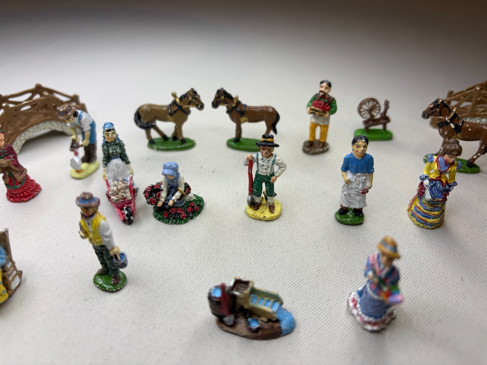 Vtg Liberty Falls Americana Pewter Collection Miniatures Lot 27 Figures Bridges
