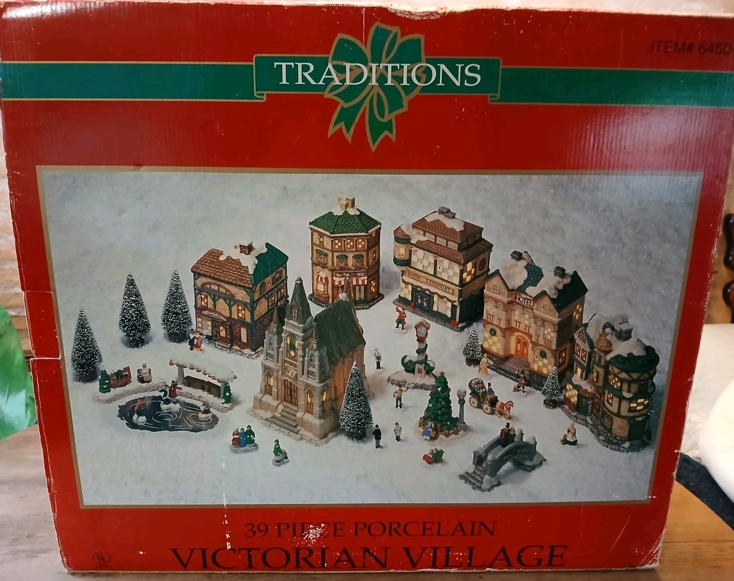 Traditions Victorian Village Lighted 39 Piece Porcelain Christmas Set New NIB