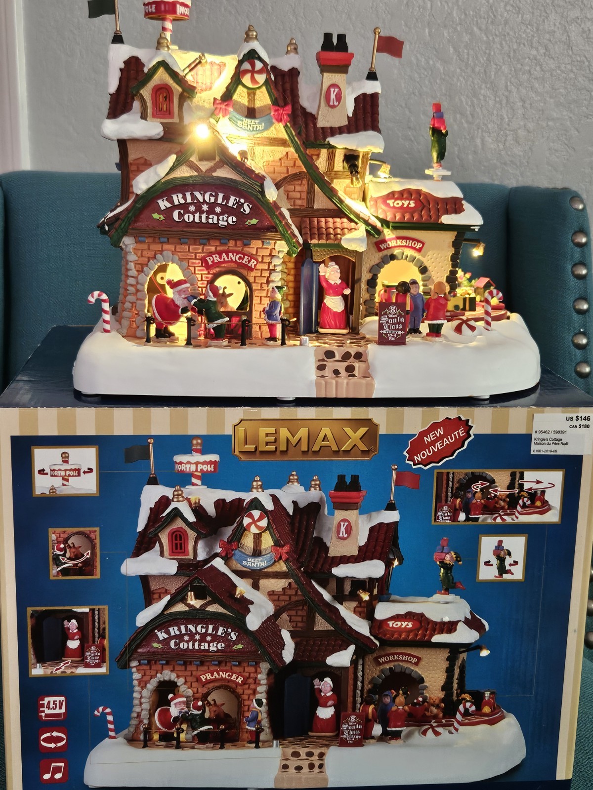 Lemax 95462 Kringle’s Cottage 2019 Santa’s Wonderland Village Lights Sound