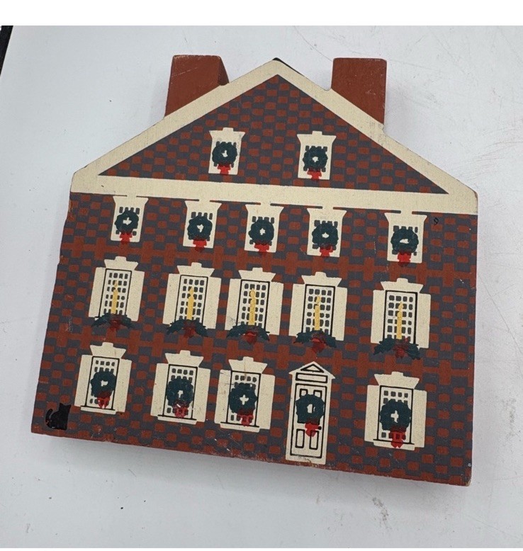 The Cats Meow Village Lot Of 8 Wooden Houses Tree 1980s 1990s Hand Signed Faline