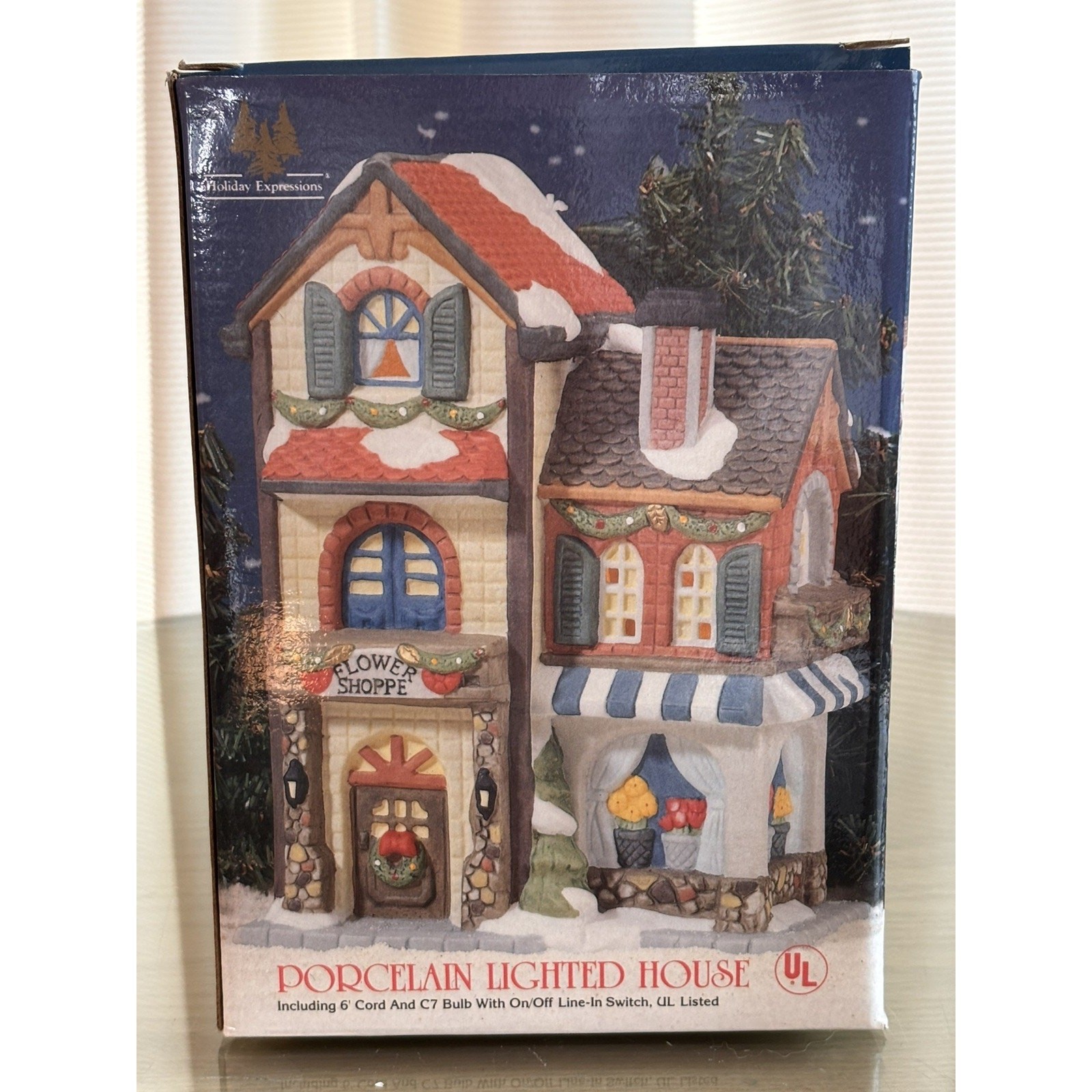 Vtg 1997 Village Painted Porcelain Lighted Flower Shoppe by Holiday Expressions
