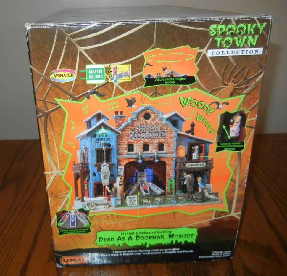 Lemax Spooky Town Dead As A Doornail Morgue Lighted Animated Musical 2008 Retire