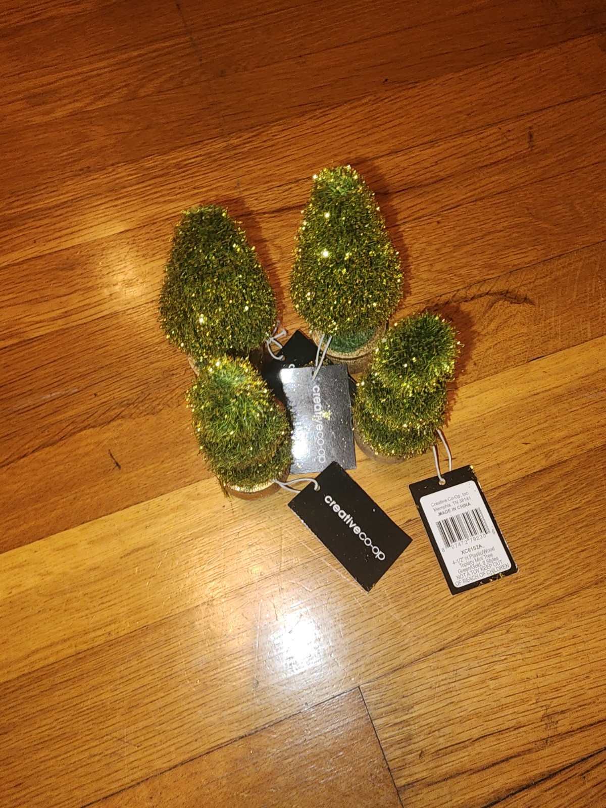 CHRISTMAS VILLAGE 4″ TOPIARY PINE TREES USE IN ANY VILLAGES SET OF 4 BRAND NEW