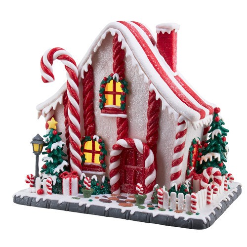 Kurt Adler Christmas Candy Cane Lane Gingerbread House LED LiteupNew 2026 GBJ060