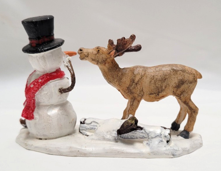 Lemax Christmas Village SNACK TIME Resin Figurine #72405 Reindeer Snowman
