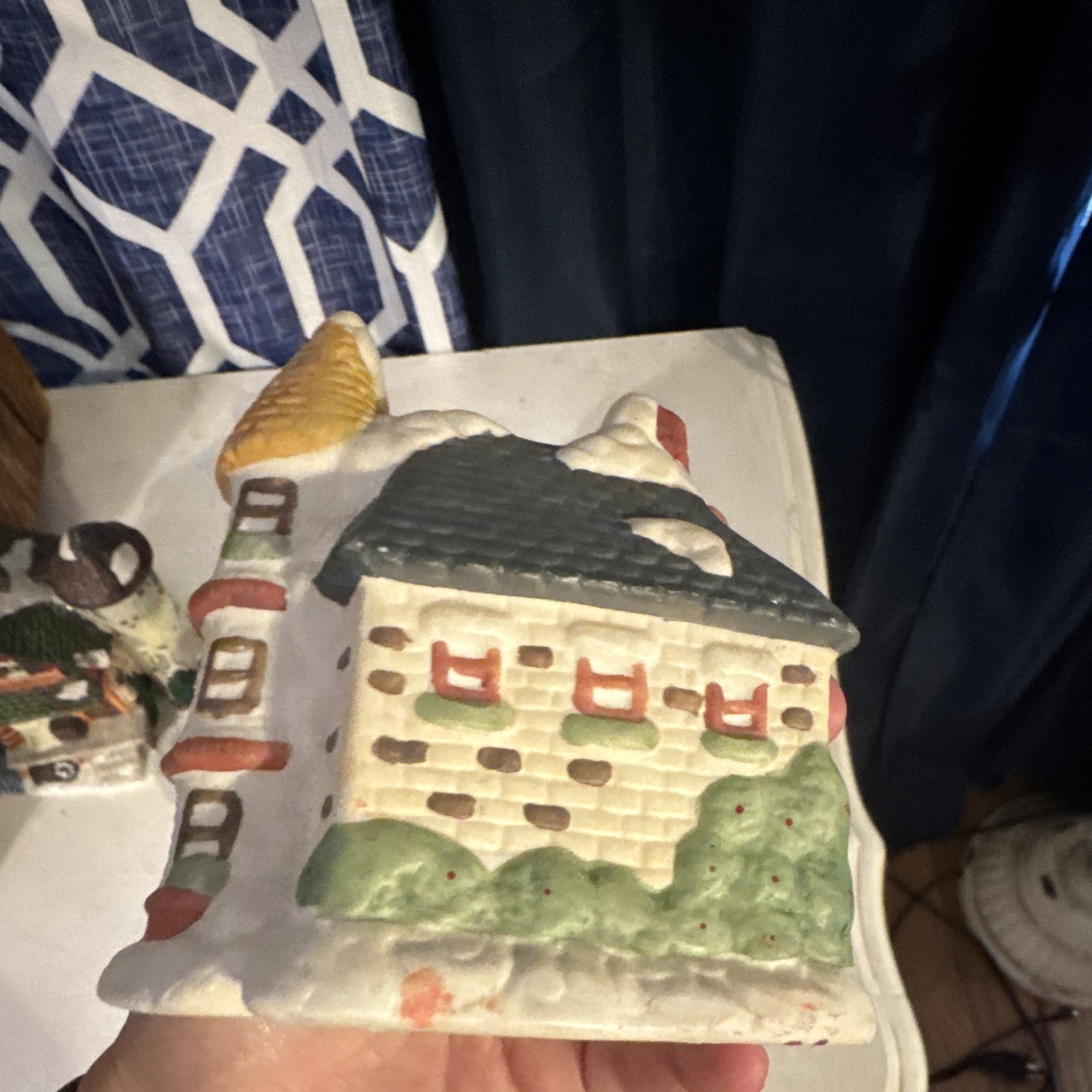 Ceramic Lighted Seasonal Village Houses Set of 5 Inn Mill House Town Hall Fire
