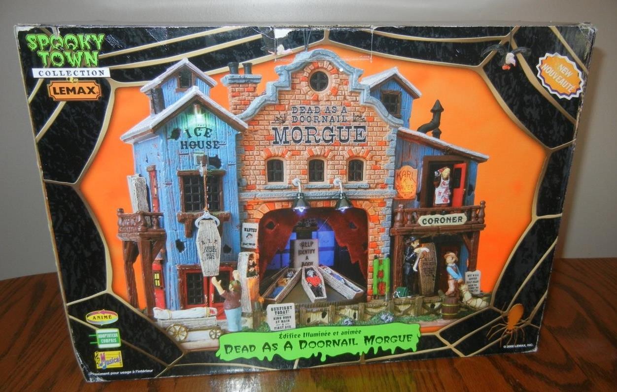 Lemax Spooky Town Dead As A Doornail Morgue Lighted Animated Musical 2008 Retire
