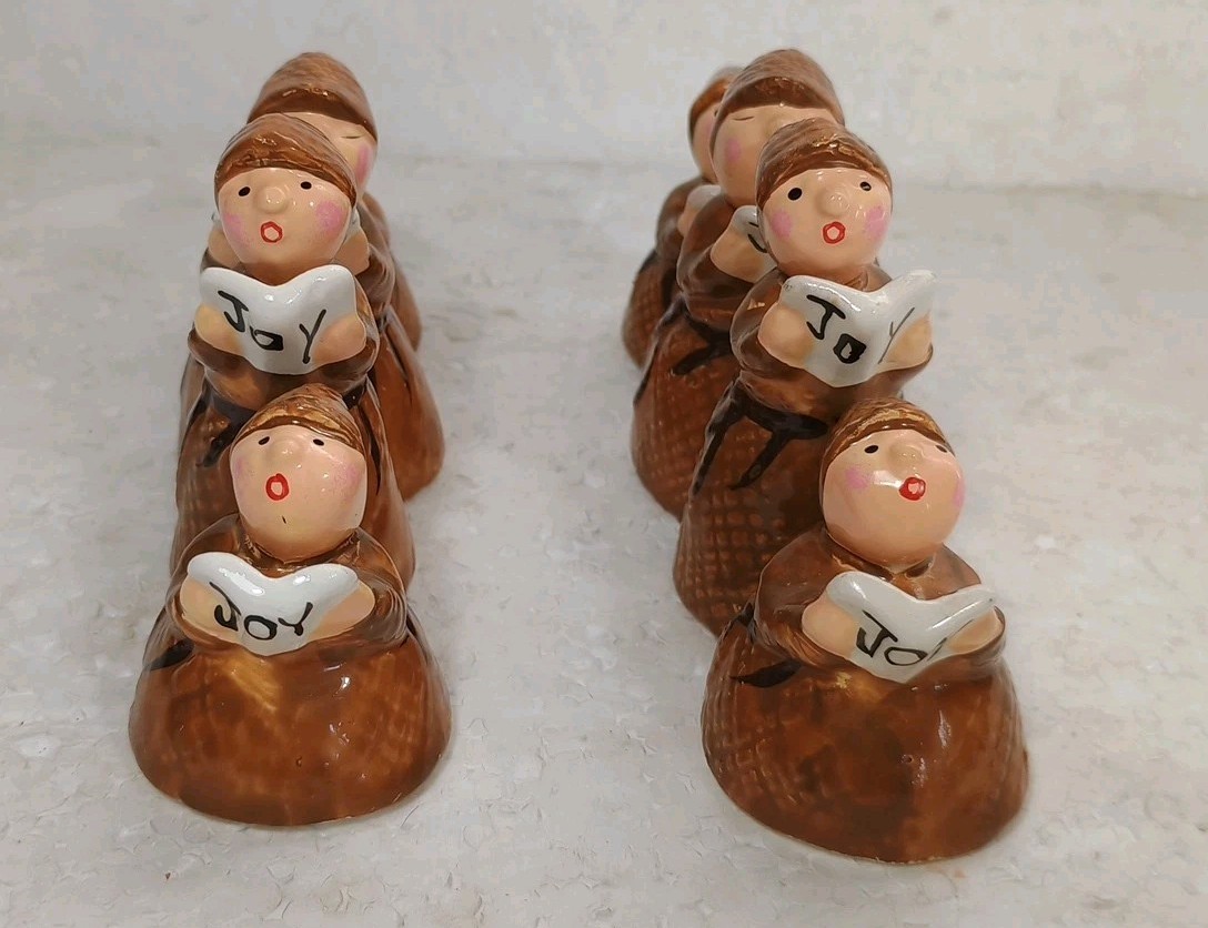 Vintage Department 56 Singing Monks Figurines 2 Sets Snow Village 1980’s No Box