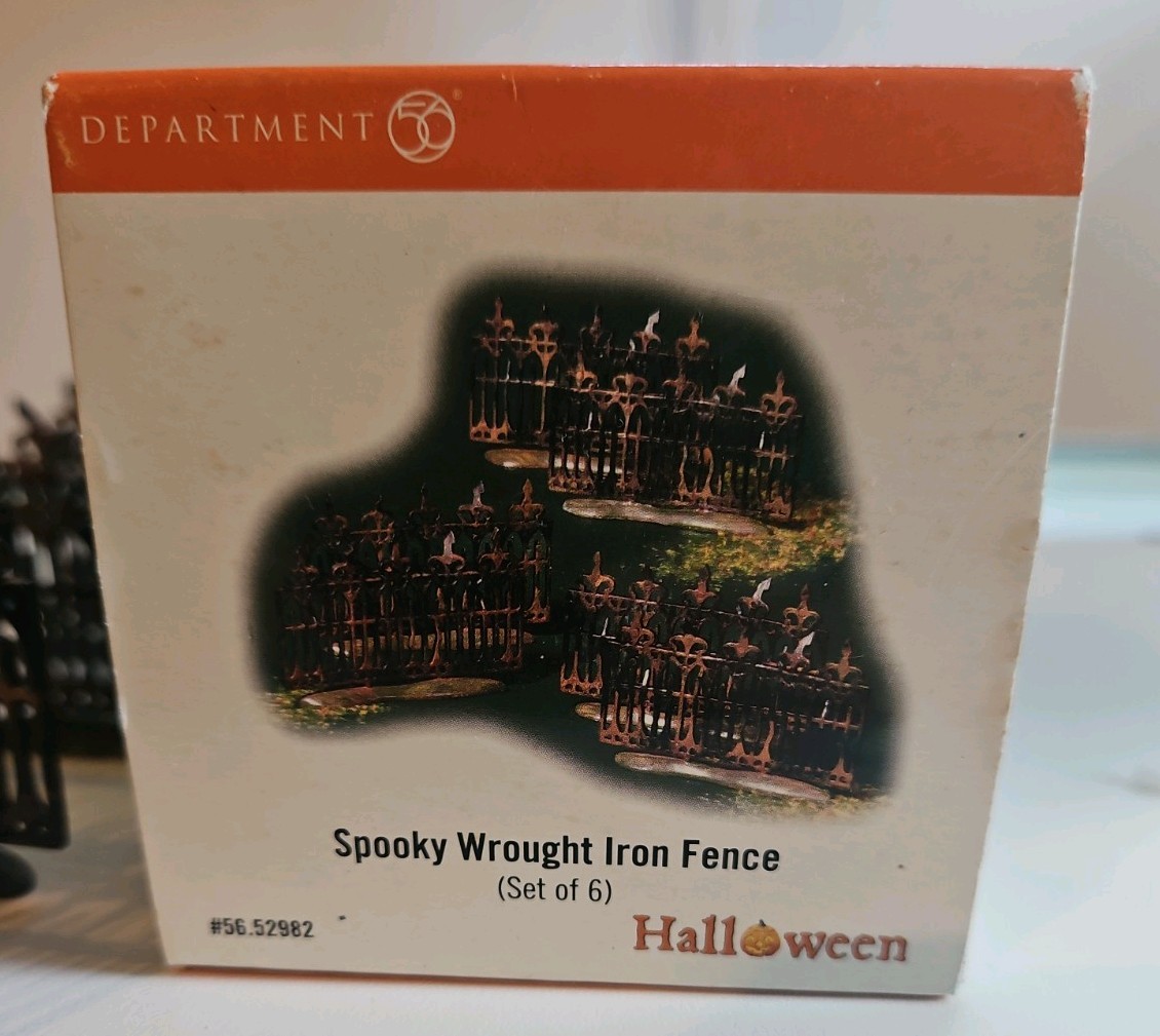 Department 56 Spooky Wrought Iron Fence Set of 5 In Original Package READ