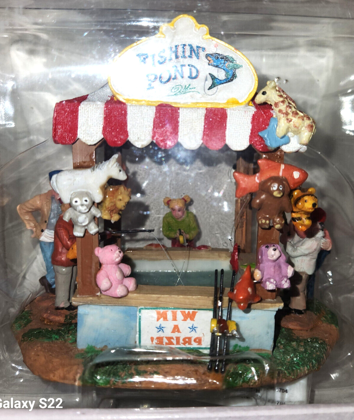 Lemax FISHIN’ Fishing POND Carnival Fair Circus Game Booth Lights Up #83685 NEW