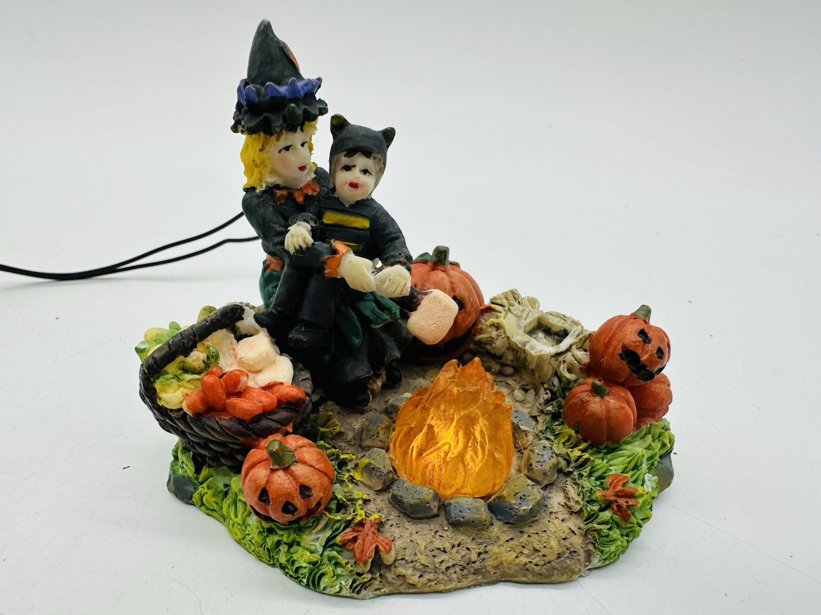 Haunted Halloween Village Witch Figure Pumpkin Patch Bonfire Light Up