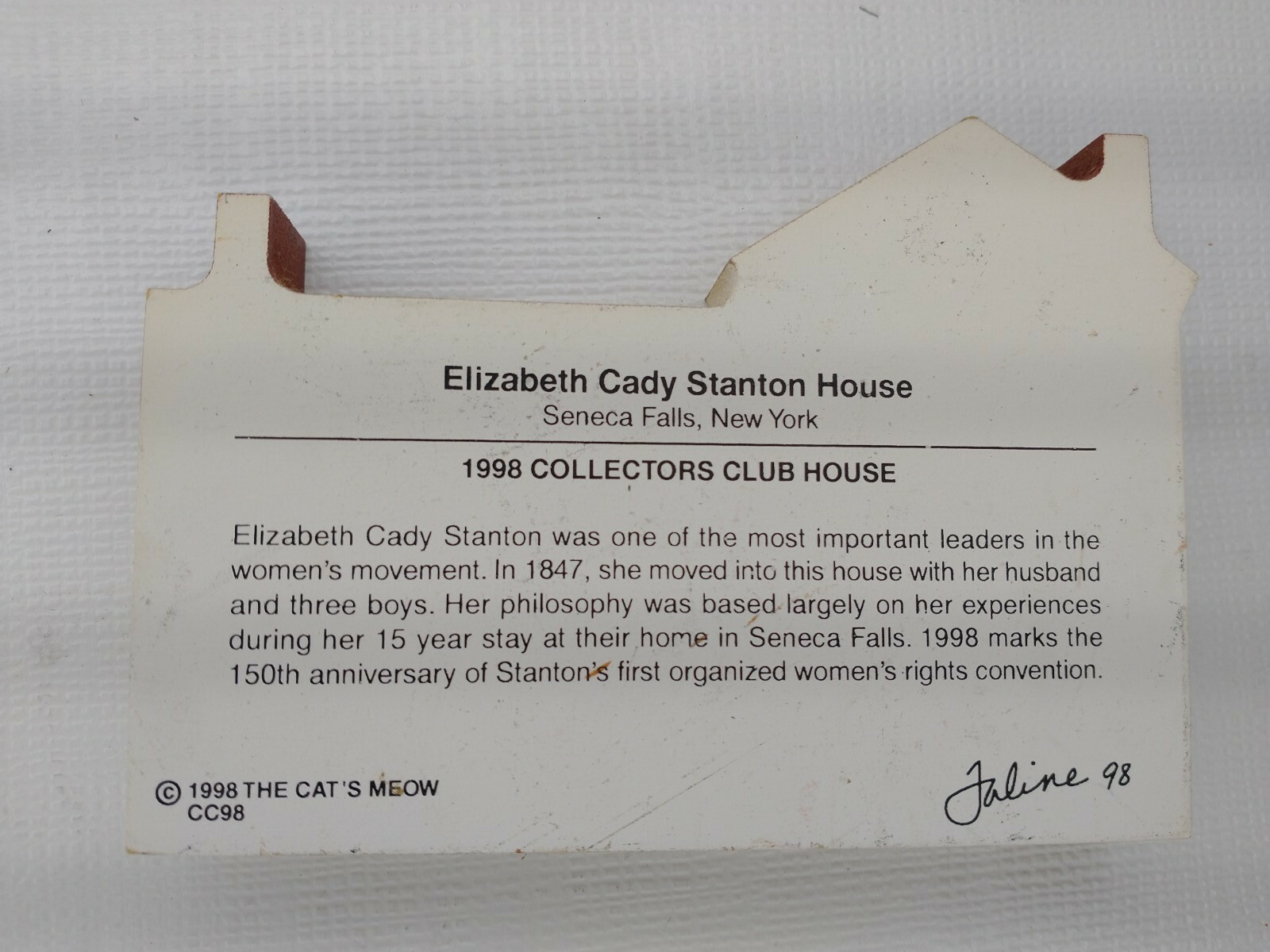 1998 The Cat’s Meow Elizabeth Cady Stanton House Collectors Club Faline 98