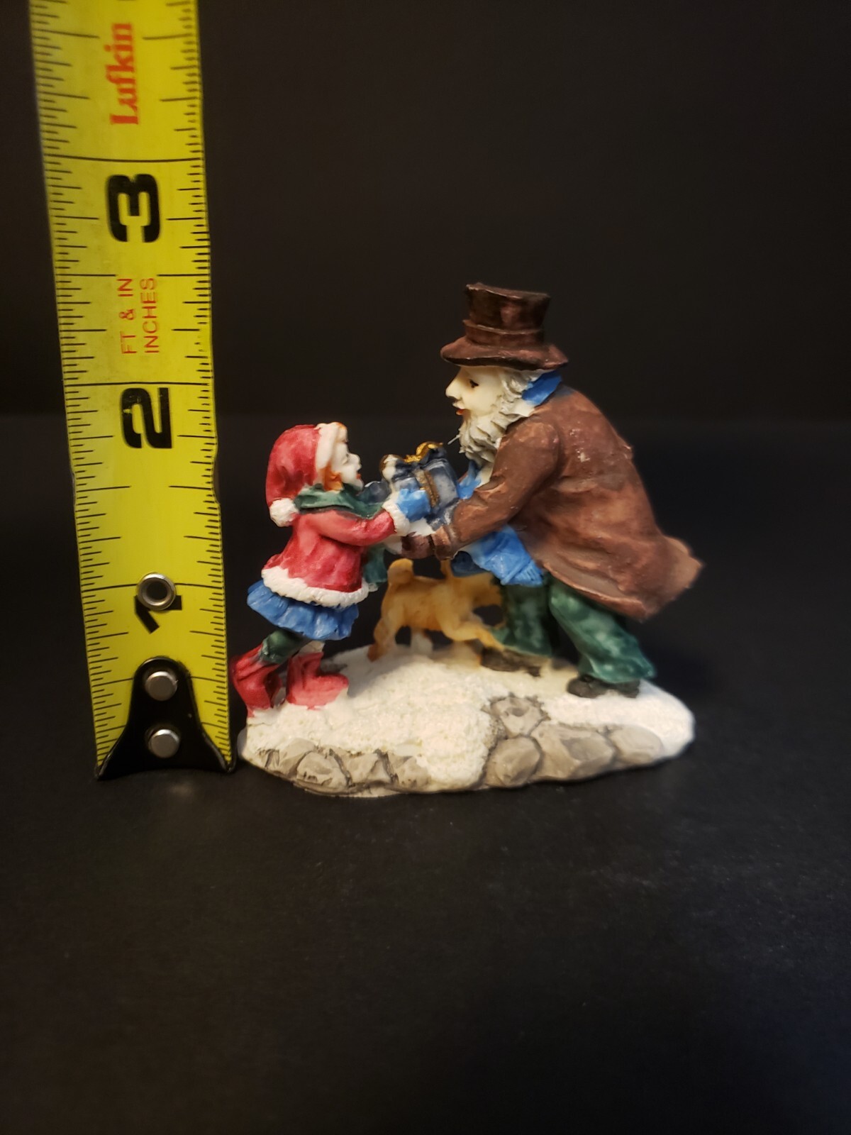 Holiday Time Santas Workbench Christmas Village Man Giving A Child Gift W Dog
